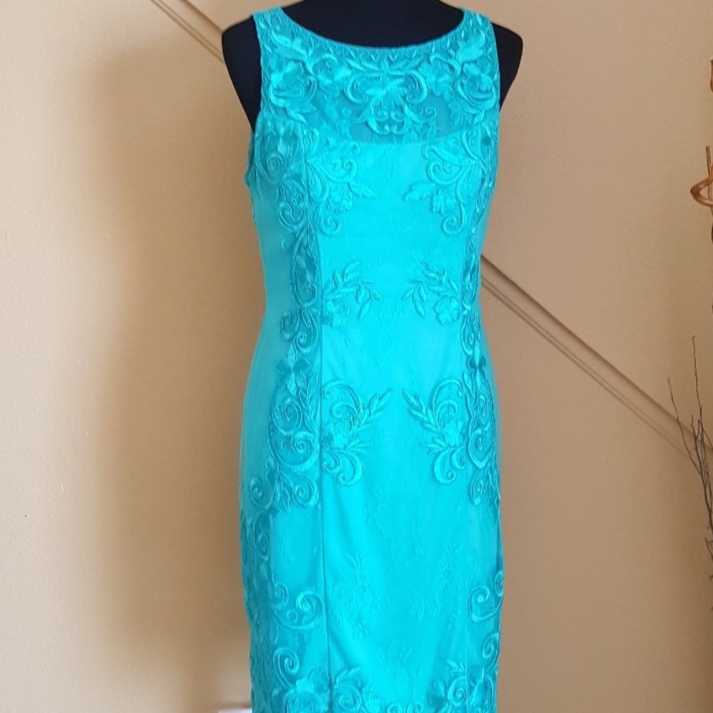 Sue Wong Dress Size 12 Teal EUC